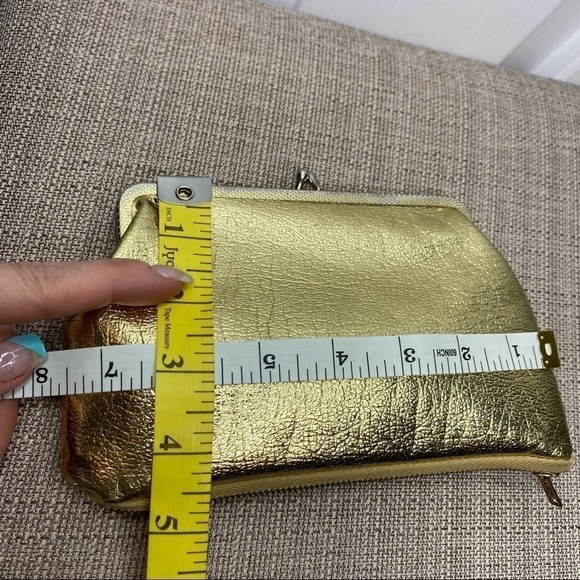 VINTAGE Gold Clutch Wallet Coin Purse Small Accessory Bag, hidden pocket under - Picture 7 of 7